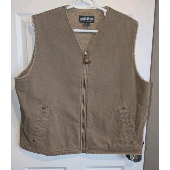 Woolrich Other - Woolrich Canvas Vest Men's XL Tan Dark Wheat Sherpa Hunting Gorpcore Streetwear